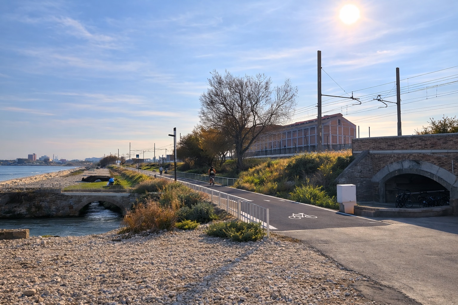 Il rendering della pista ciclabile a partire dal ponte al confine con Montemarciano