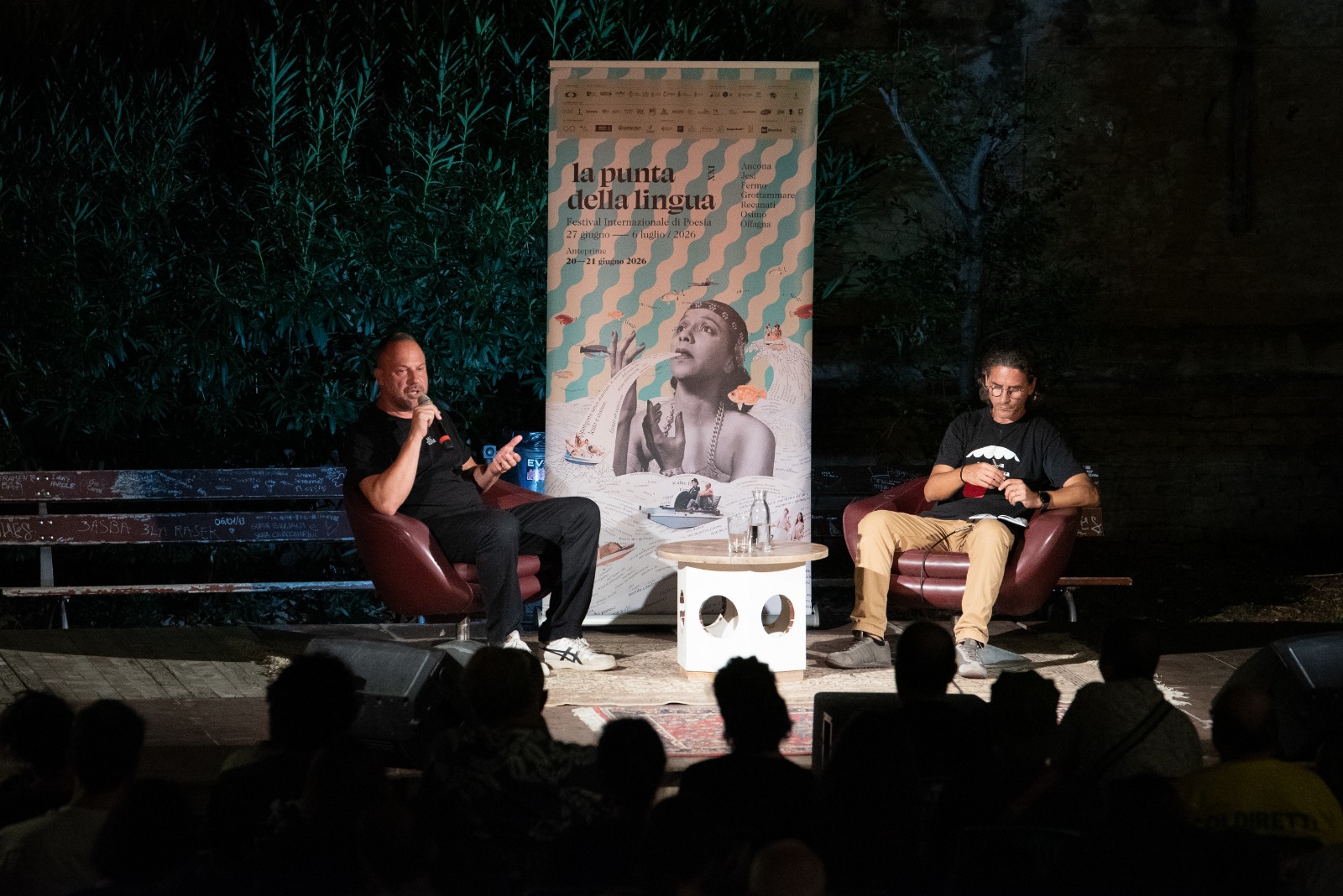 Murubutu e a sinistra Valerio Cuccaroni (foto di Lorenzo Fabbri)